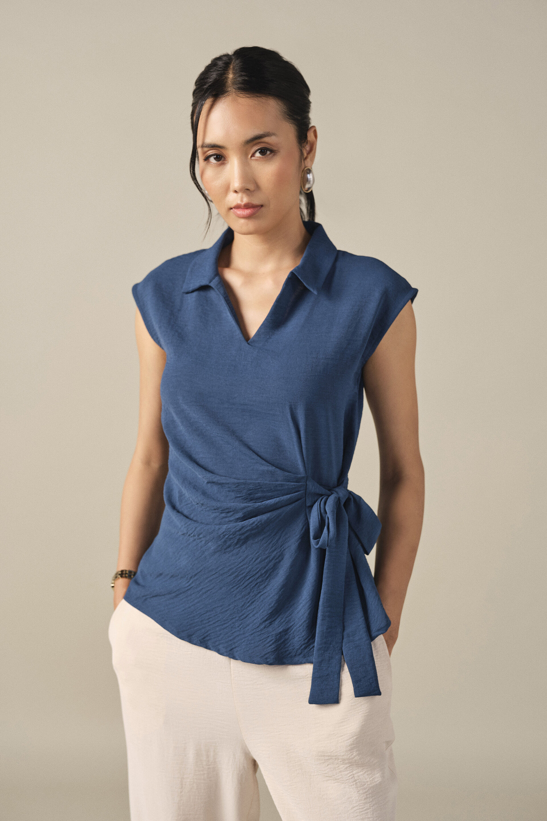 Solid Tie-up Top in Blue